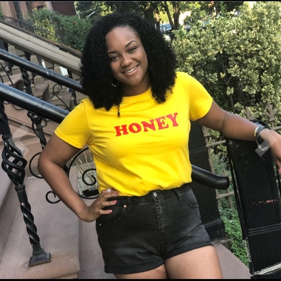 Honey Graphic Yellow Cute Tee Shirt - Picture 2 of 6